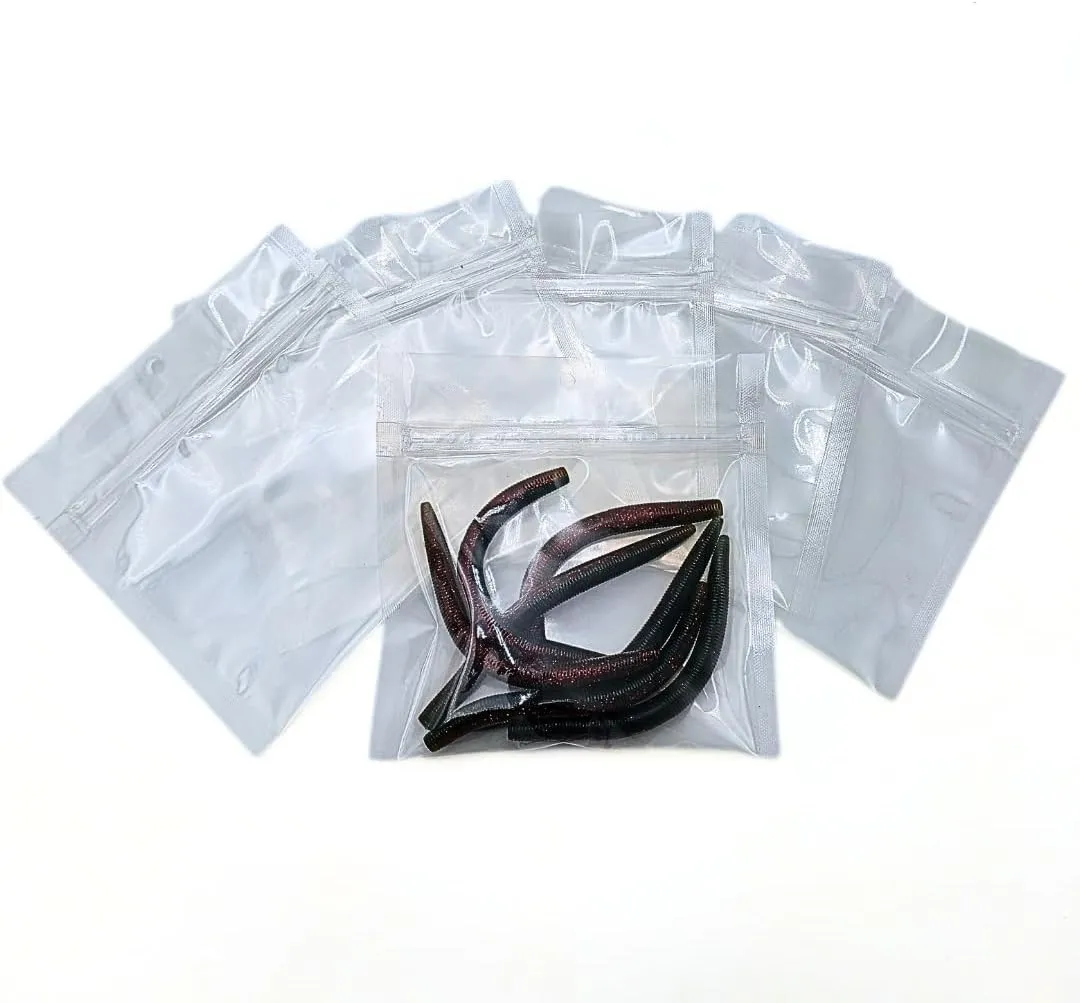100 Pack Fishing Lure Odor-Proof Reclosable Heat Sealable, Poly Flat Pouch Color: Clear | Fishing Bait | Leak Proof | Waterproof | Soft Bait Storage | Tackle (6" H x 6" W) Outer Dims