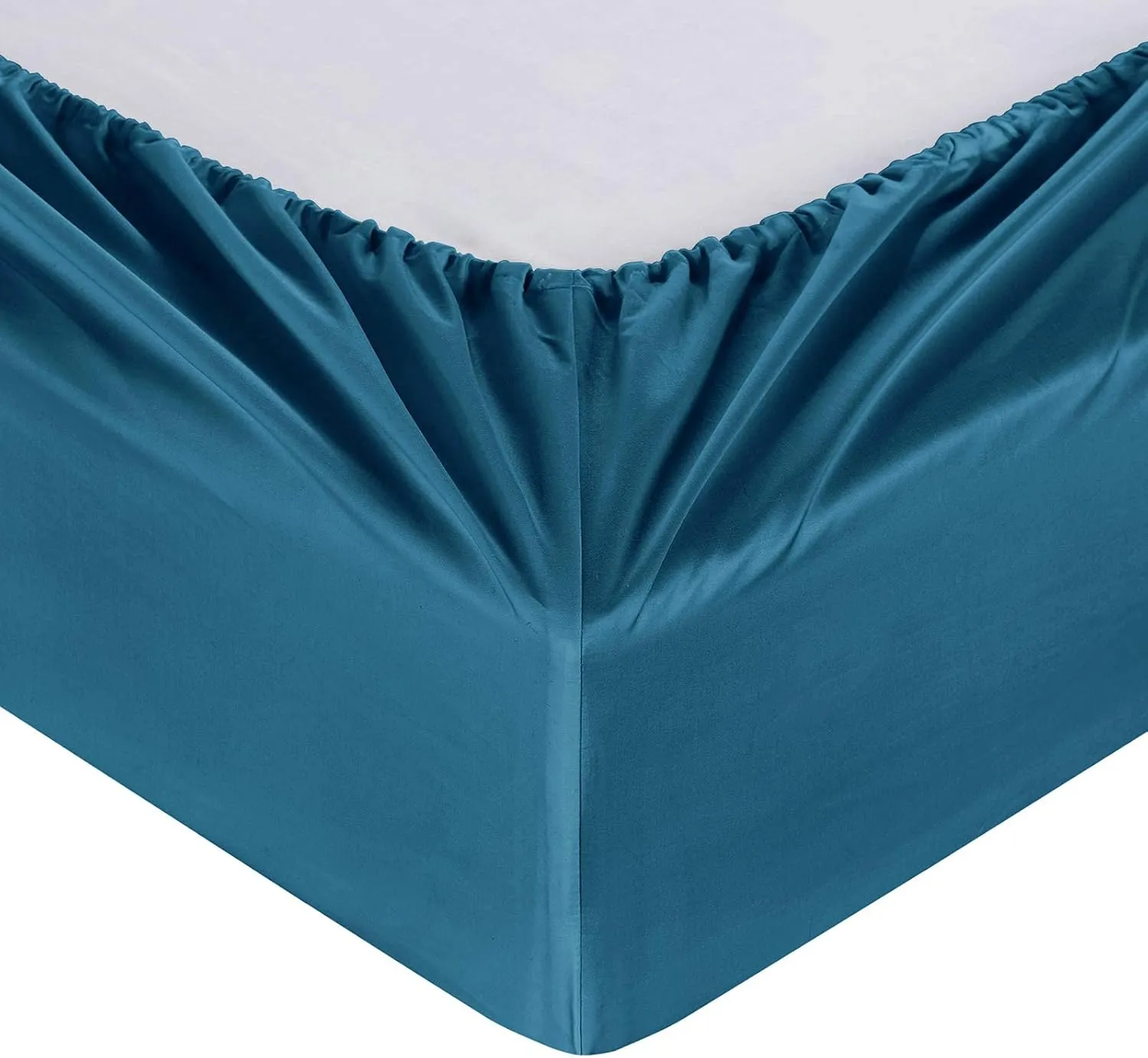 100% Supima Cotton Sheets 600 Thread Count,Bed Sheet Set King Sheets 4 Pieces, Soft & Silky Sateen Weave, Fits Mattress Up to 18'',Deep Pocket, Breathable & Fade Resistant (Peacock Blue, King)