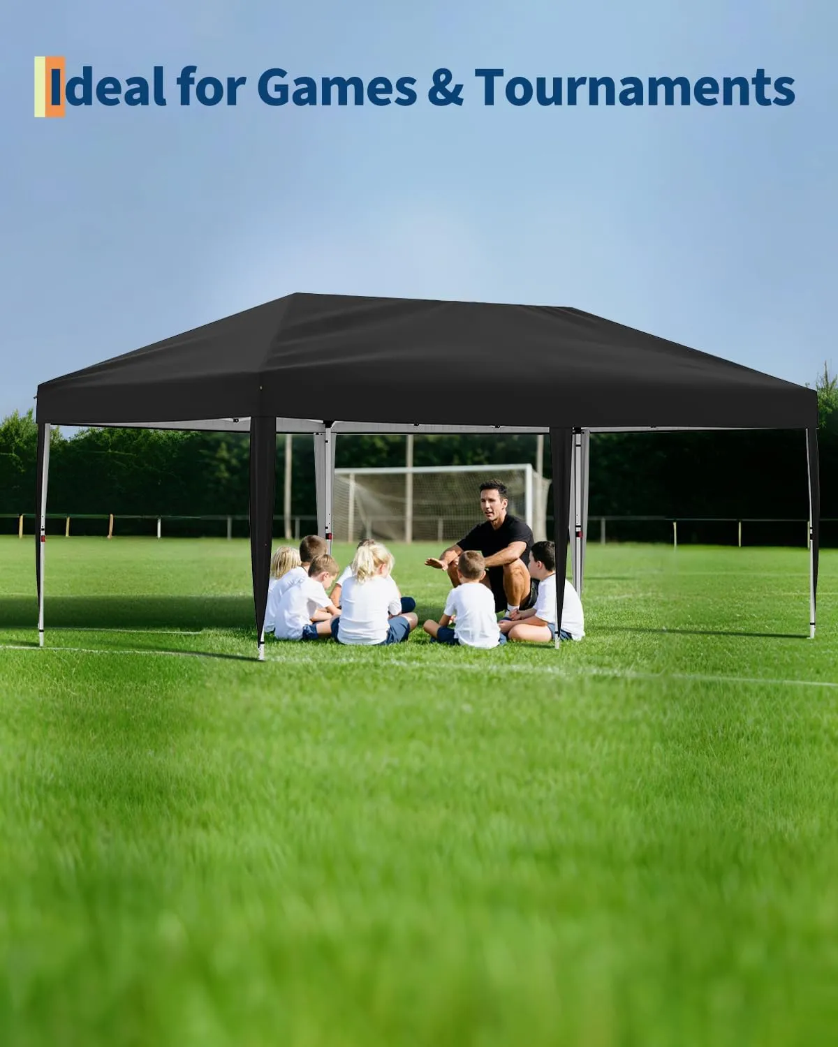 10x20 Pop Up Canopy Tent with 6 Sidewall - One-Button Instant Setup, Heavy-Duty 210D Oxford Fabric & Rust-Proof Frame - 3 Adjustable Heights, Roller Bag, 6 Sandbags - UV Protection for Beach, Party