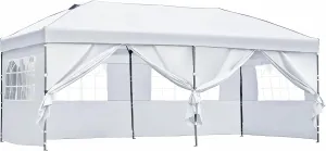 10x20 Pop Up Canopy with Sidewalls, Outdoor Canopy Tent Heavy Duty for Backyard, Wedding Party Tent for Parties with Wheeled Bag (White)