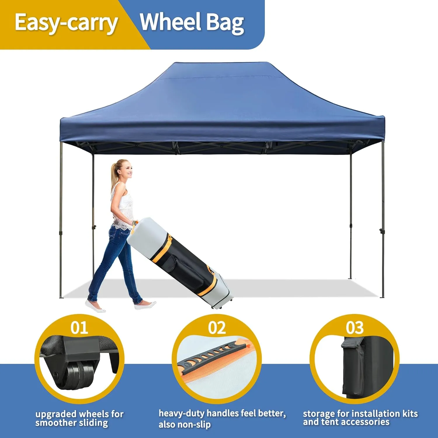 10x30 FT Pop Up Gazebo with Wheeled Bag, Easy Set up Canopy Tents with Sidewalls, Height Adjustable Tent Canopy for Weddings, Events, Backyard