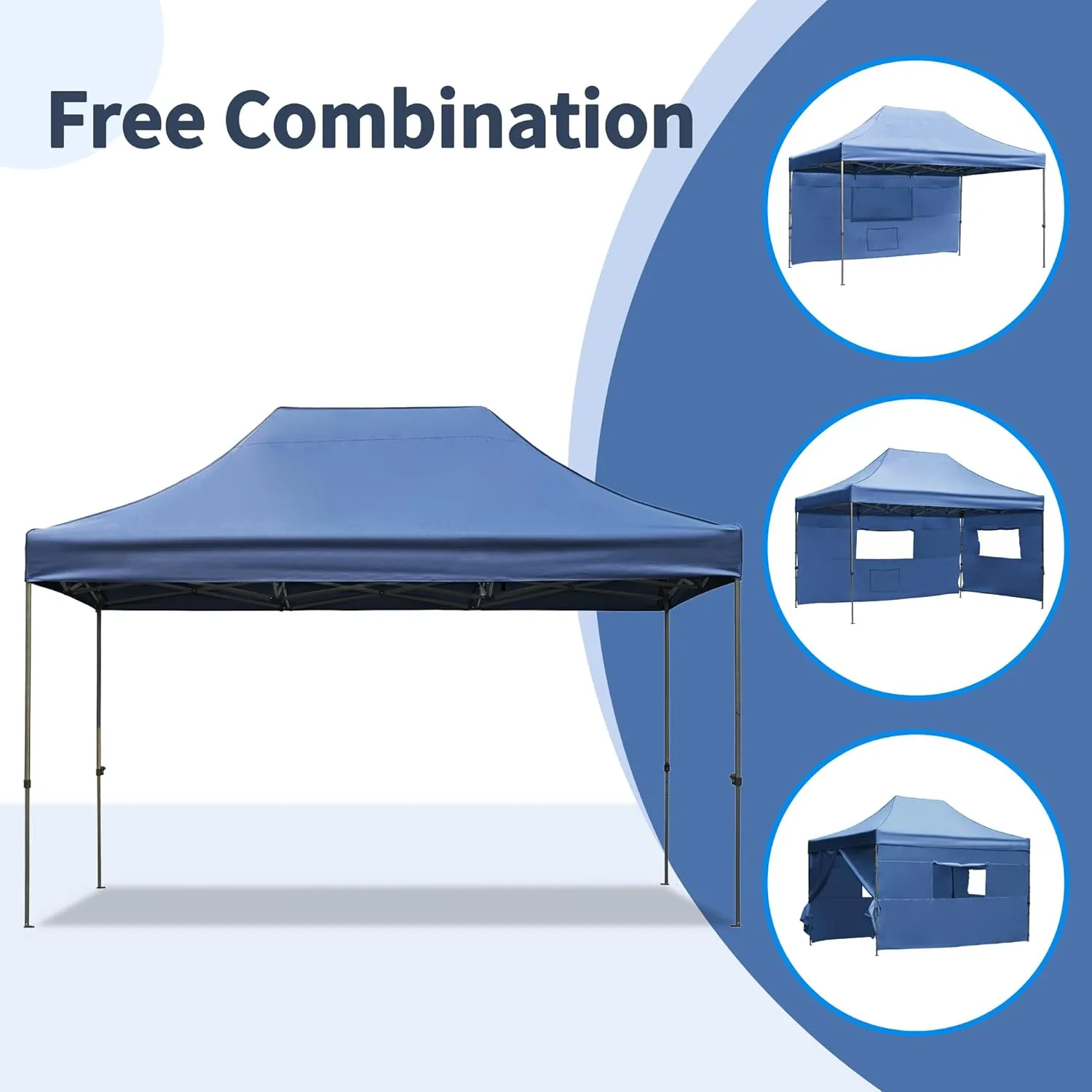 10x30 FT Pop Up Gazebo with Wheeled Bag, Easy Set up Canopy Tents with Sidewalls, Height Adjustable Tent Canopy for Weddings, Events, Backyard