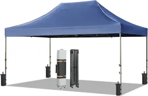 10x30 FT Pop Up Gazebo with Wheeled Bag, Easy Set up Canopy Tents with Sidewalls, Height Adjustable Tent Canopy for Weddings, Events, Backyard