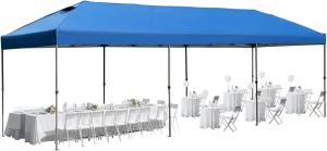 10x30 Pop Up Canopy with Sidewalls, Heavy Duty Outdoor Party Tent with Wheeled Bag, for Patio, Wedding, Backyard (Blue)
