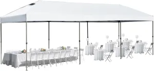 10x30 Pop Up Canopy with Sidewalls, Heavy Duty Outdoor Party Tent with Wheeled Bag, for Patio,Wedding, Backyard (White)