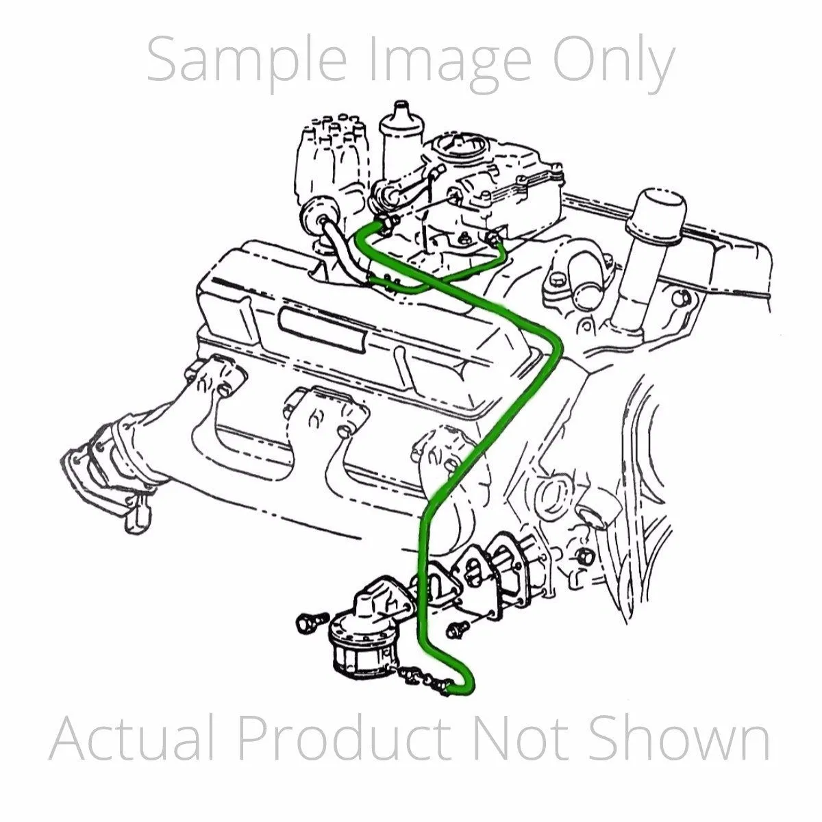1971-72 Chevrolet/GMC Truck/Blazer/Jimmy 2WD Big Block 4bbl Short Pump w/o AC 3/8" Pump to Carb Line 1pc, Stainless