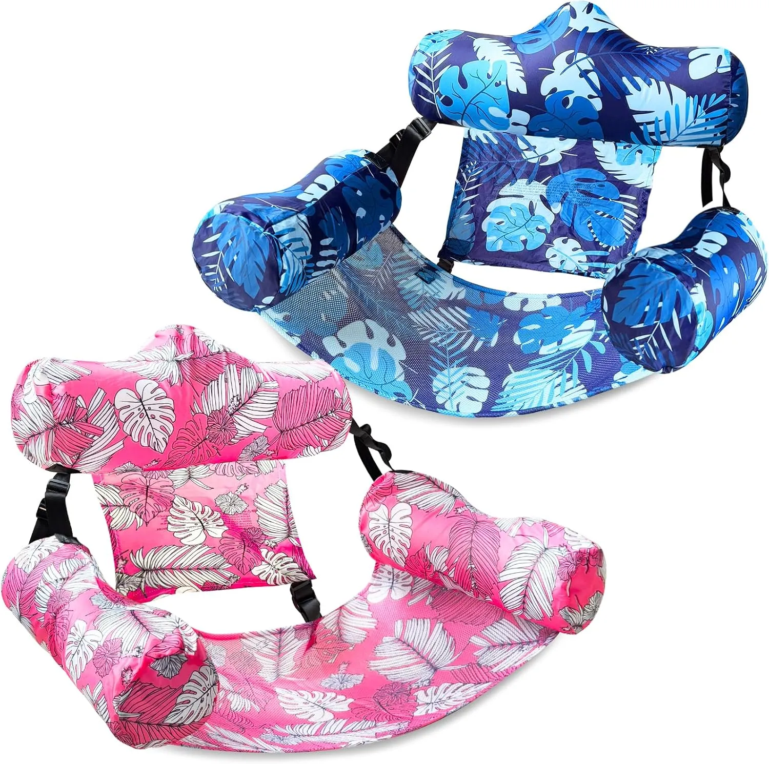 2 Pack Inflatable Pool Floats Adult, Floating Chair Lounger, Adjustable Blow up Pool Noodles Float for Heavy Duty Adult, Fabric Swimming Water Chair for Party Summer Beach Vocation Essential Lake Fun