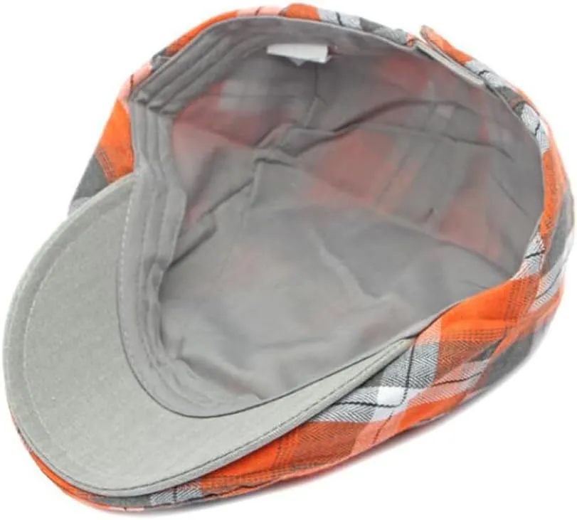 2 Pack Men's Newsboy Flat Cap Adjustable Plaid Ivy Gatsby Cabbie Driving Golf Hat Beret
