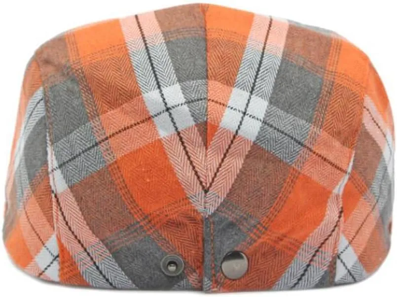 2 Pack Men's Newsboy Flat Cap Adjustable Plaid Ivy Gatsby Cabbie Driving Golf Hat Beret