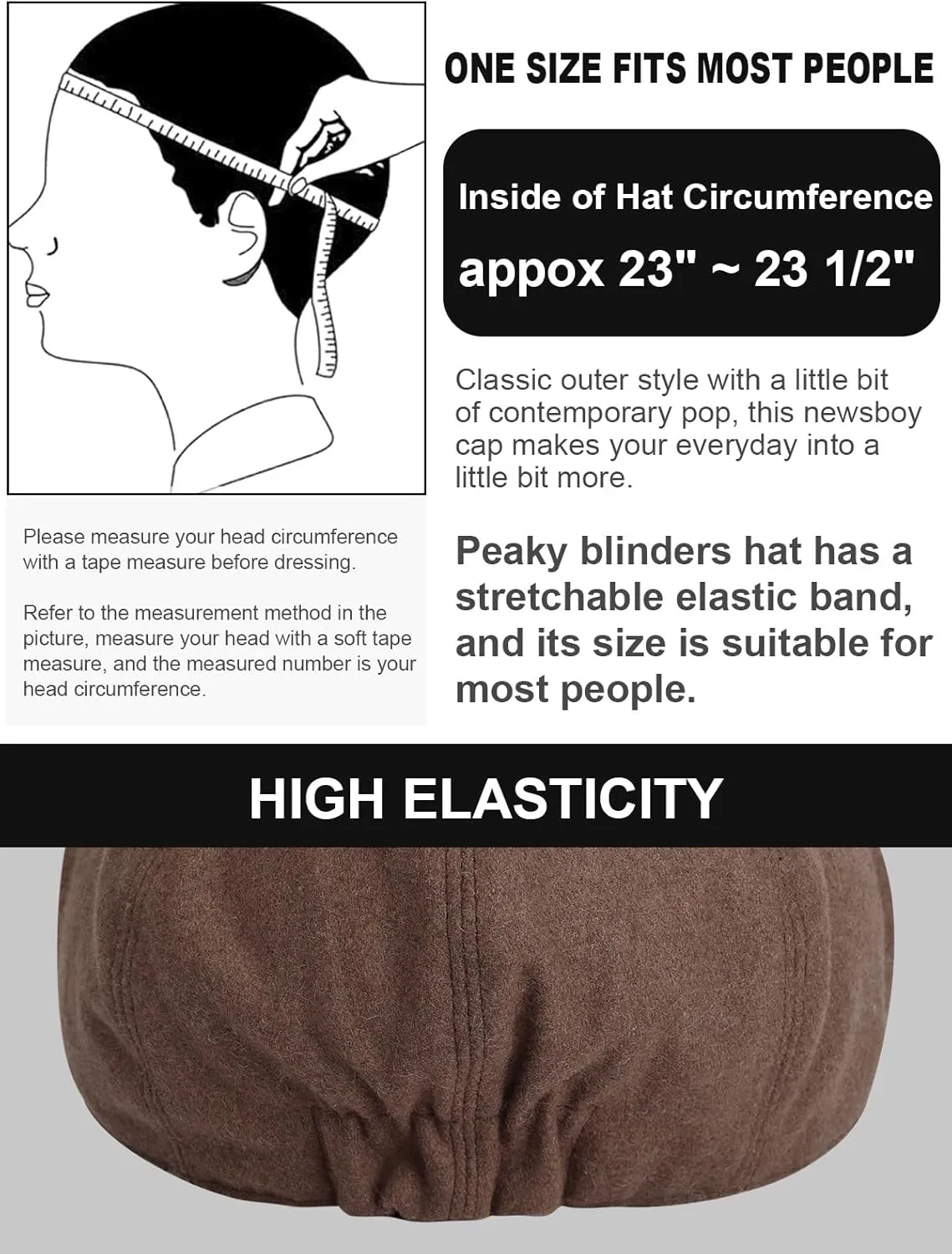 2 Pack Newsboy Cap for Men, Irish Newsies Hat Classic 8 Panel Wool Blend for Old Man Cabbie Driving