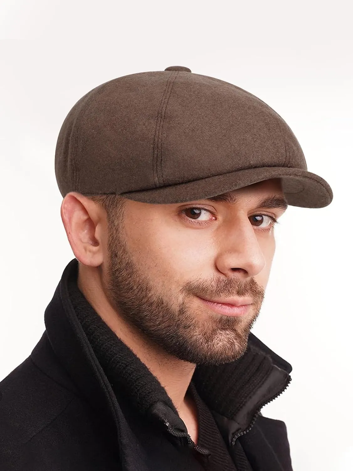 2 Pack Newsboy Cap for Men, Irish Newsies Hat Classic 8 Panel Wool Blend for Old Man Cabbie Driving