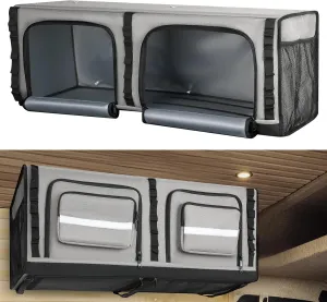 36" RV Overhead Soft-Sided Storage Cabinet, RV Organizer Storage Cabinet Compatible with Mercedes-Benz Sprinter, Ford Transit & RAM Promaster Vans, Gray