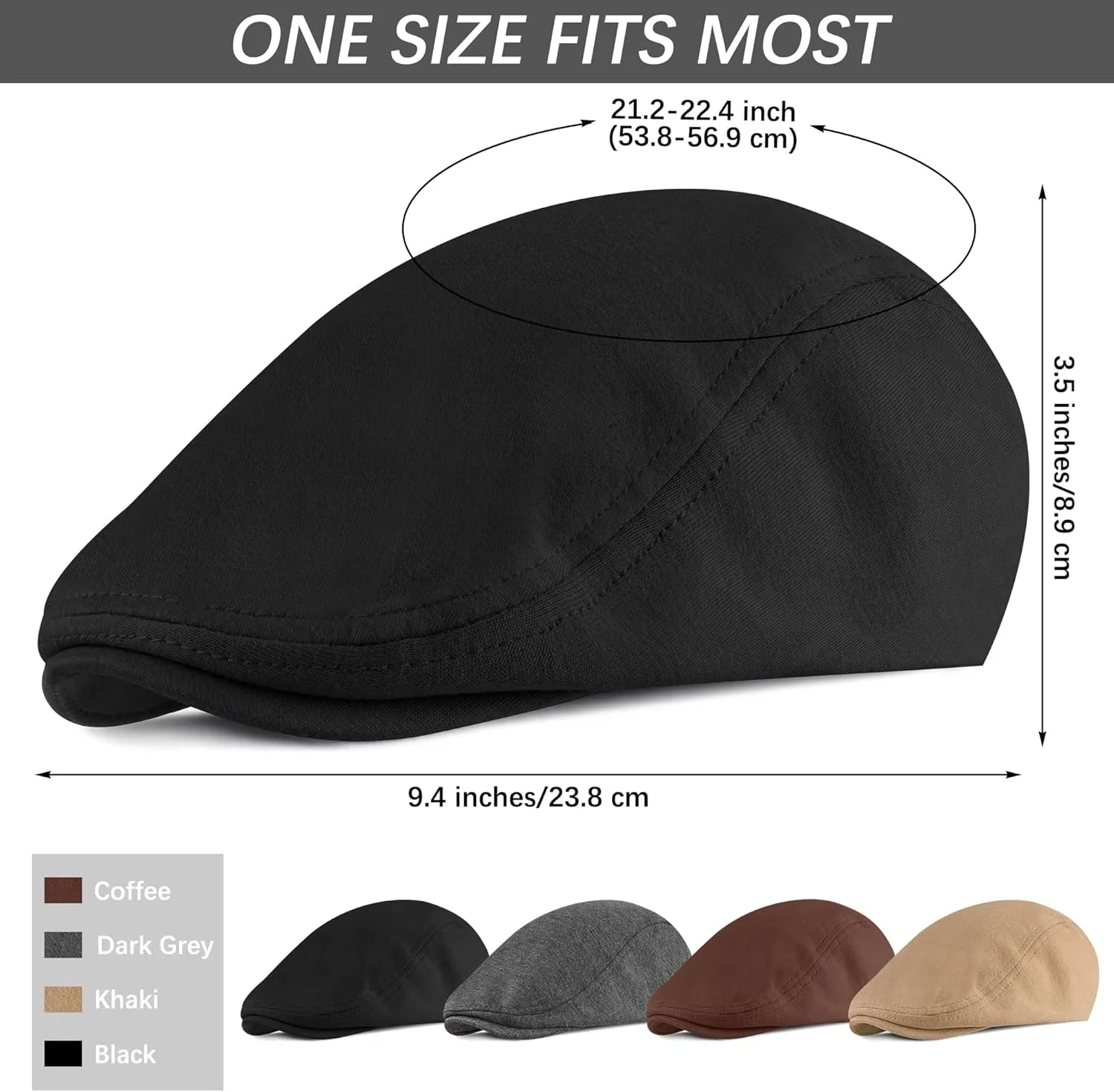 4 Pieces Newsboy Men's Hat Newsboy Cap Flat Cap Soft Stretch Fit Men Cap Cabbie Hunting Cap for Men Outdoor Daily Use