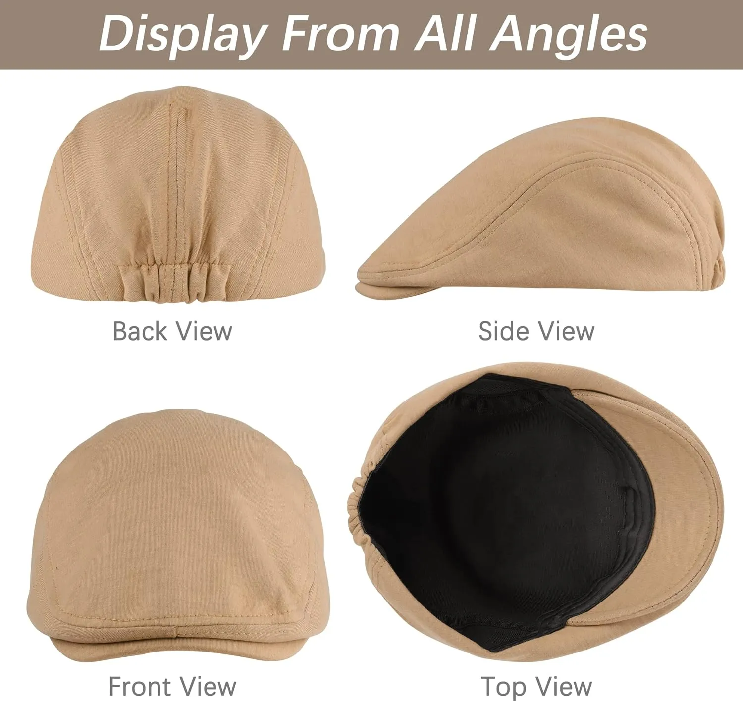 4 Pieces Newsboy Men's Hat Newsboy Cap Flat Cap Soft Stretch Fit Men Cap Cabbie Hunting Cap for Men Outdoor Daily Use