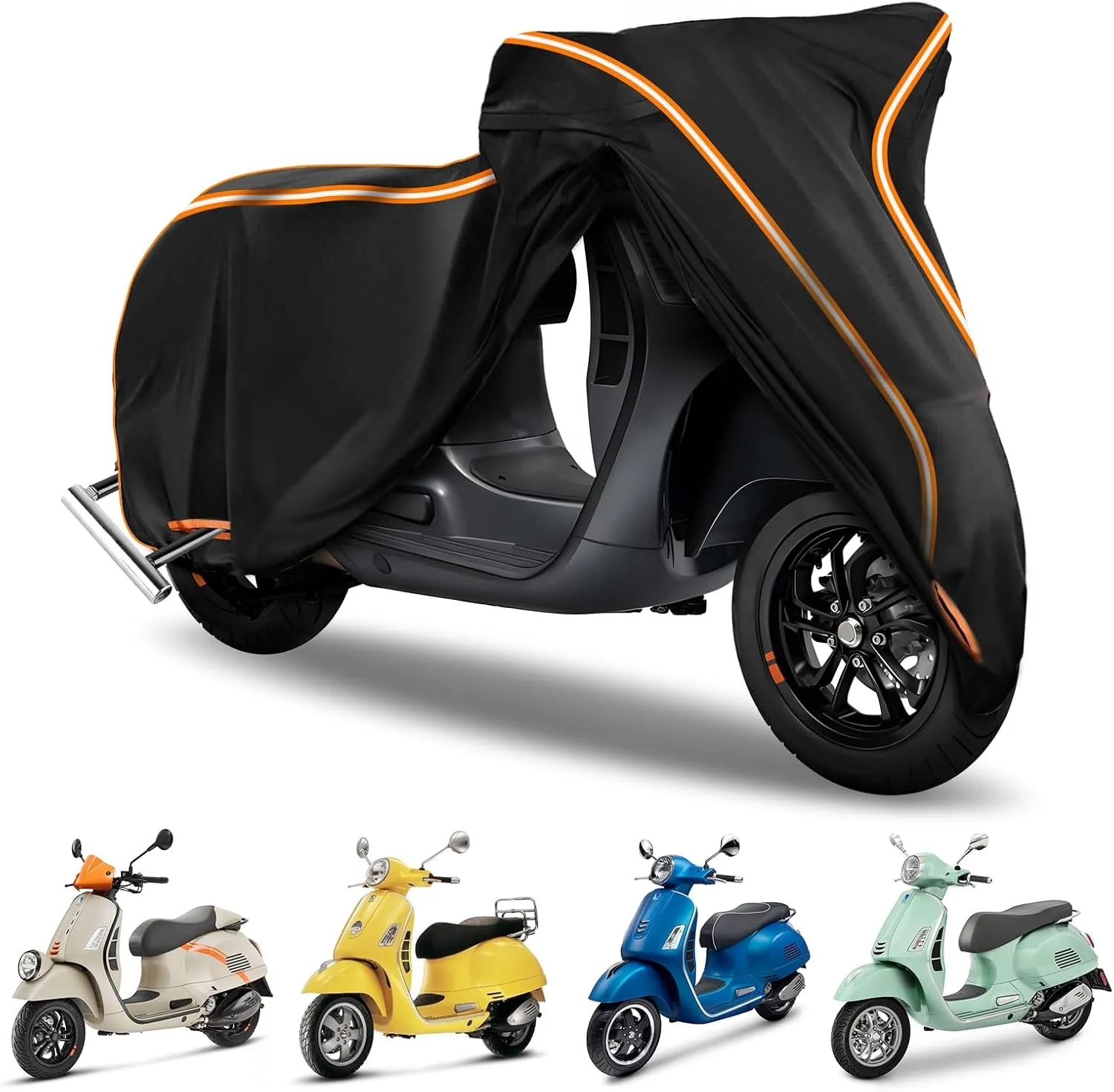 420D Waterproof Motorcycle Cover for Vespa GTV,Vespa GTS (300cc HPE、Super 300cc HPE、Super Sport 300cc HPE、Super TECH 300cc HPE), Outdoor Bike Cover Windproof Heavy Duty Waterproof Protection
