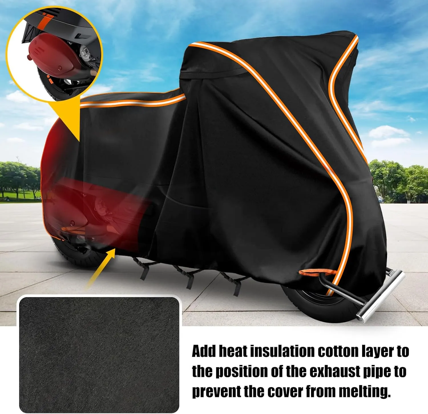 420D Waterproof Motorcycle Cover for Vespa GTV,Vespa GTS (300cc HPE、Super 300cc HPE、Super Sport 300cc HPE、Super TECH 300cc HPE), Outdoor Bike Cover Windproof Heavy Duty Waterproof Protection