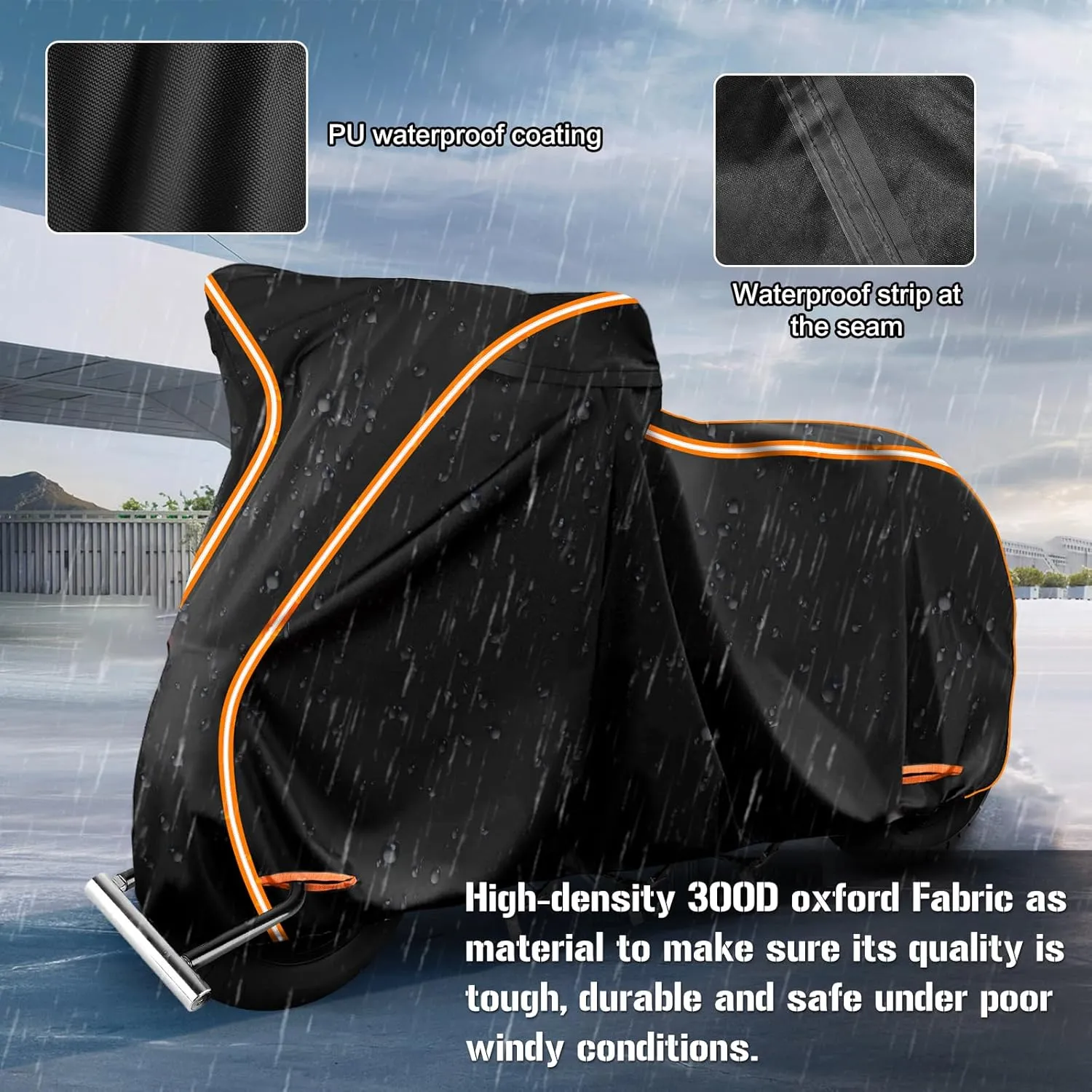 420D Waterproof Motorcycle Cover for Vespa GTV,Vespa GTS (300cc HPE、Super 300cc HPE、Super Sport 300cc HPE、Super TECH 300cc HPE), Outdoor Bike Cover Windproof Heavy Duty Waterproof Protection
