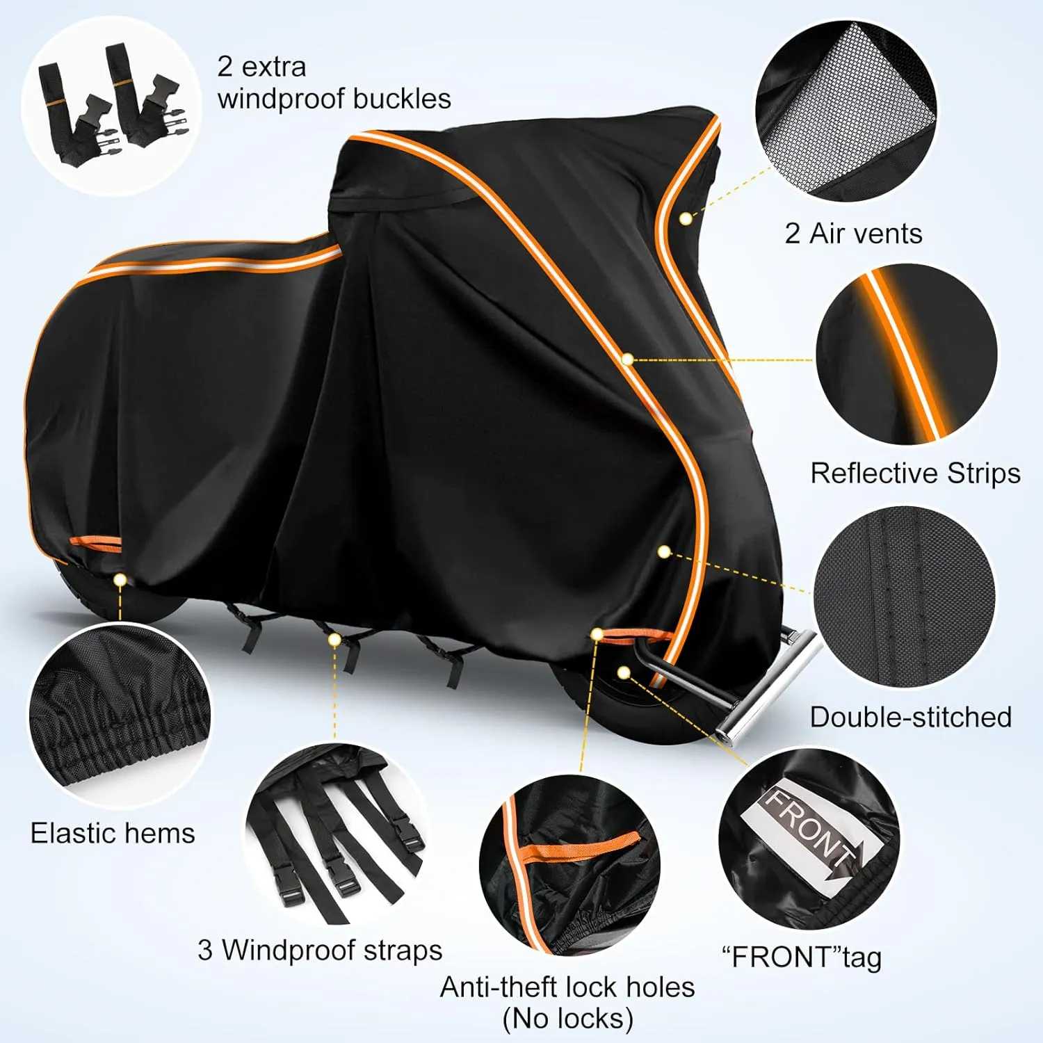 420D Waterproof Motorcycle Cover for Vespa GTV,Vespa GTS (300cc HPE、Super 300cc HPE、Super Sport 300cc HPE、Super TECH 300cc HPE), Outdoor Bike Cover Windproof Heavy Duty Waterproof Protection