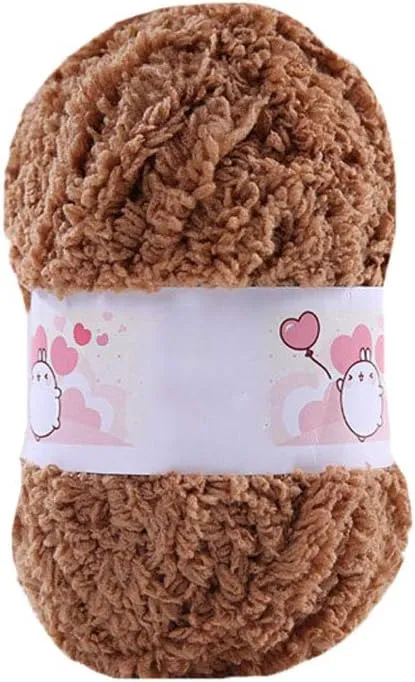 500gram Brown Coral Fleece Terry Knitting Pipsqueak Yarn Shaggy Fuzzy Yarn Polyester Velvet Crochet Yarn DIY Dolls Blanket Sweater Scarf Handbag Winter Yarn