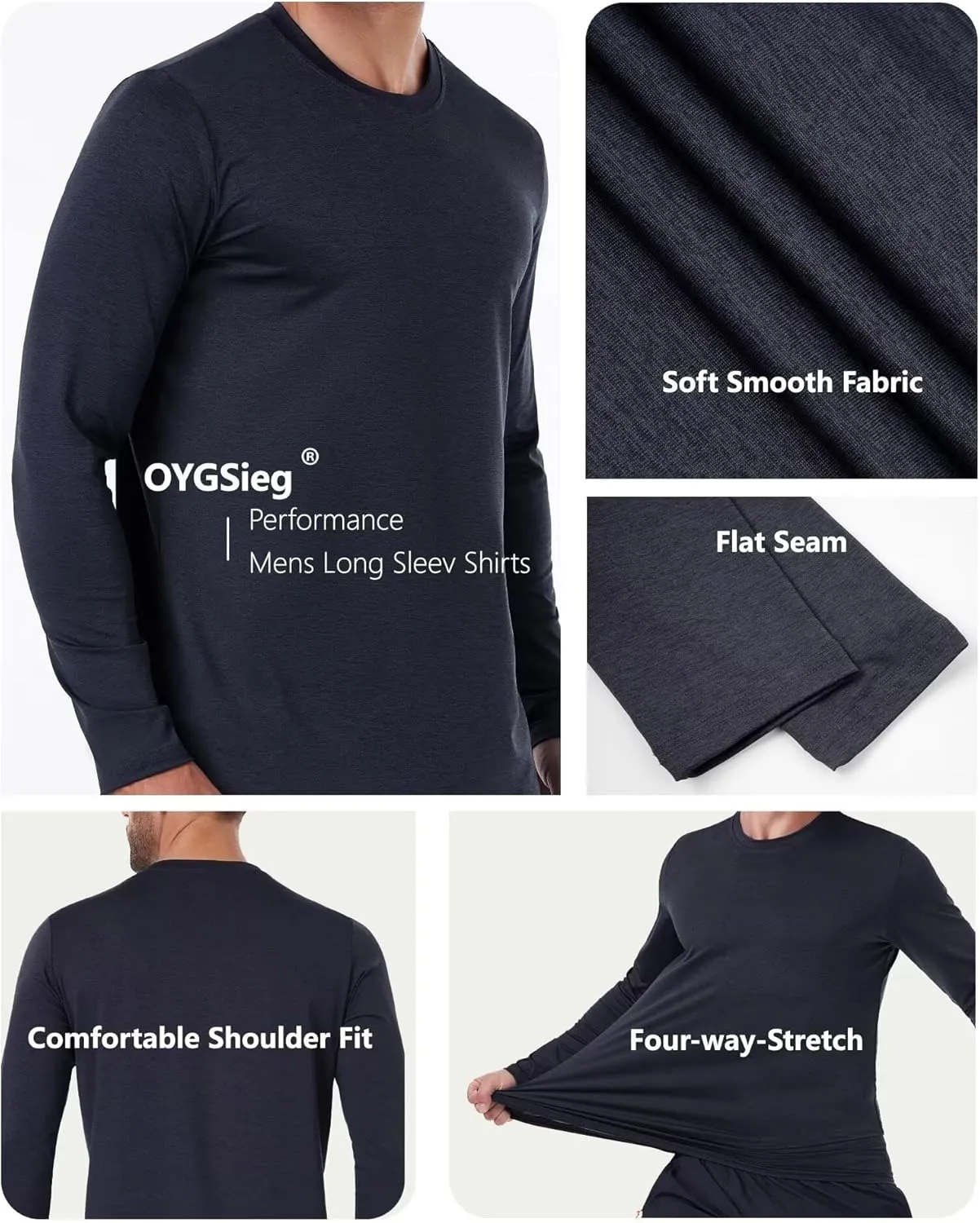 6 Pack Men's Quick Dry Long Sleeve Shirts UPF 50  UV Sun Protection SPF Shirt Moisture Wicking T-Shirt for Casual Workout