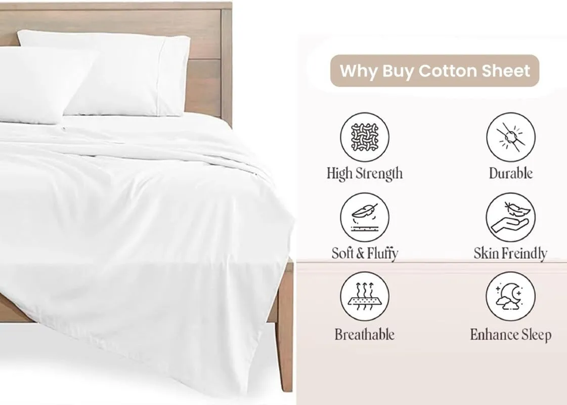 600 TC PercaleCotton Sheets for Full XL Size Bed - Percale Cotton Sheets Full XL Sheets Full XL Size Deep Pocket Cotton Bed Sheets Full XL Cotton Sheets Full XL Size Cotton Bedsheet Set Full XL Size