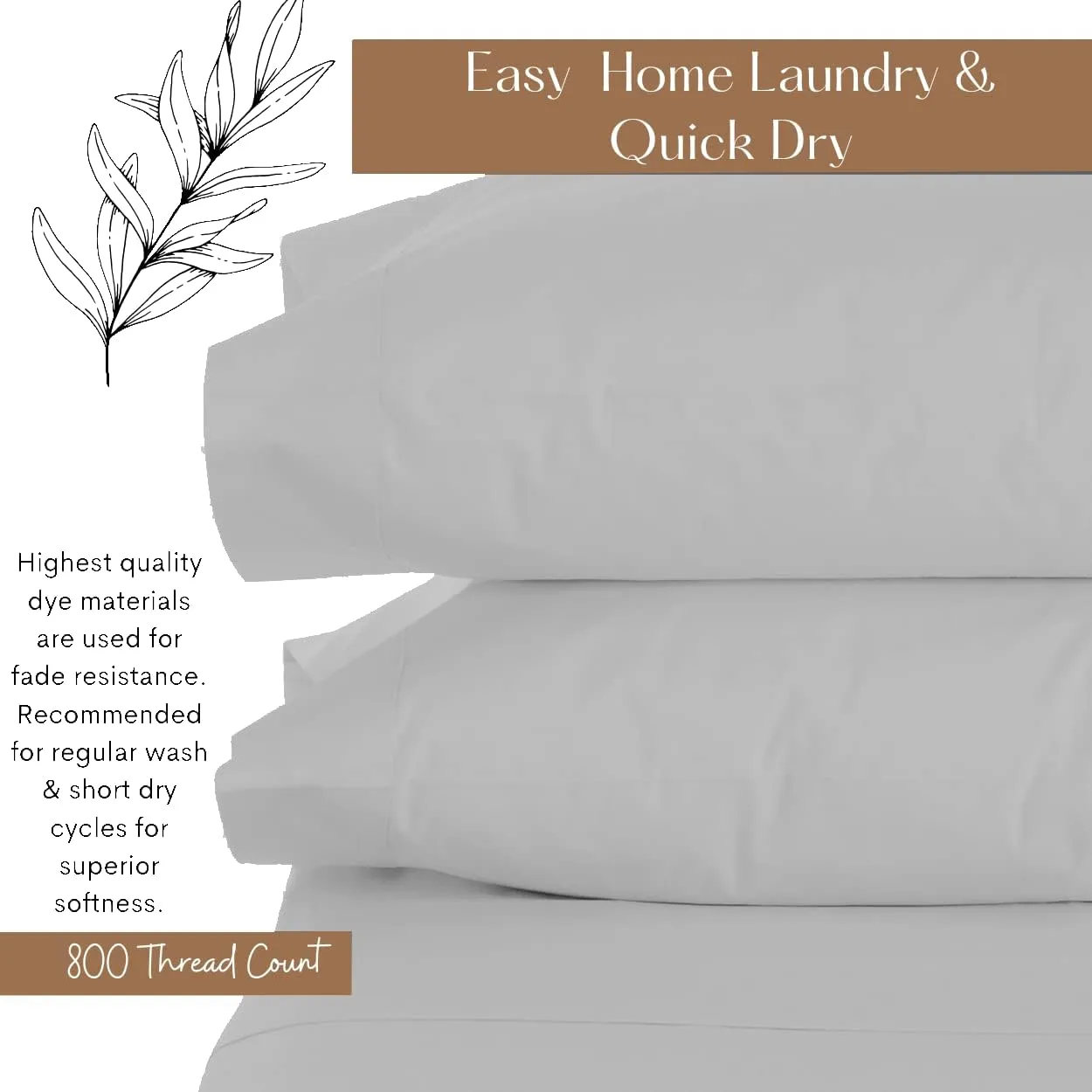 800 Thread Count Pillowcase Set of 2 100% Cotton Pillowcover 4 Inch Top Hem Long Staple Cotton Pillow Cover,Sateen Finish,Soft,Breathable Silver Grey Solid Standard Size (20 X 30)