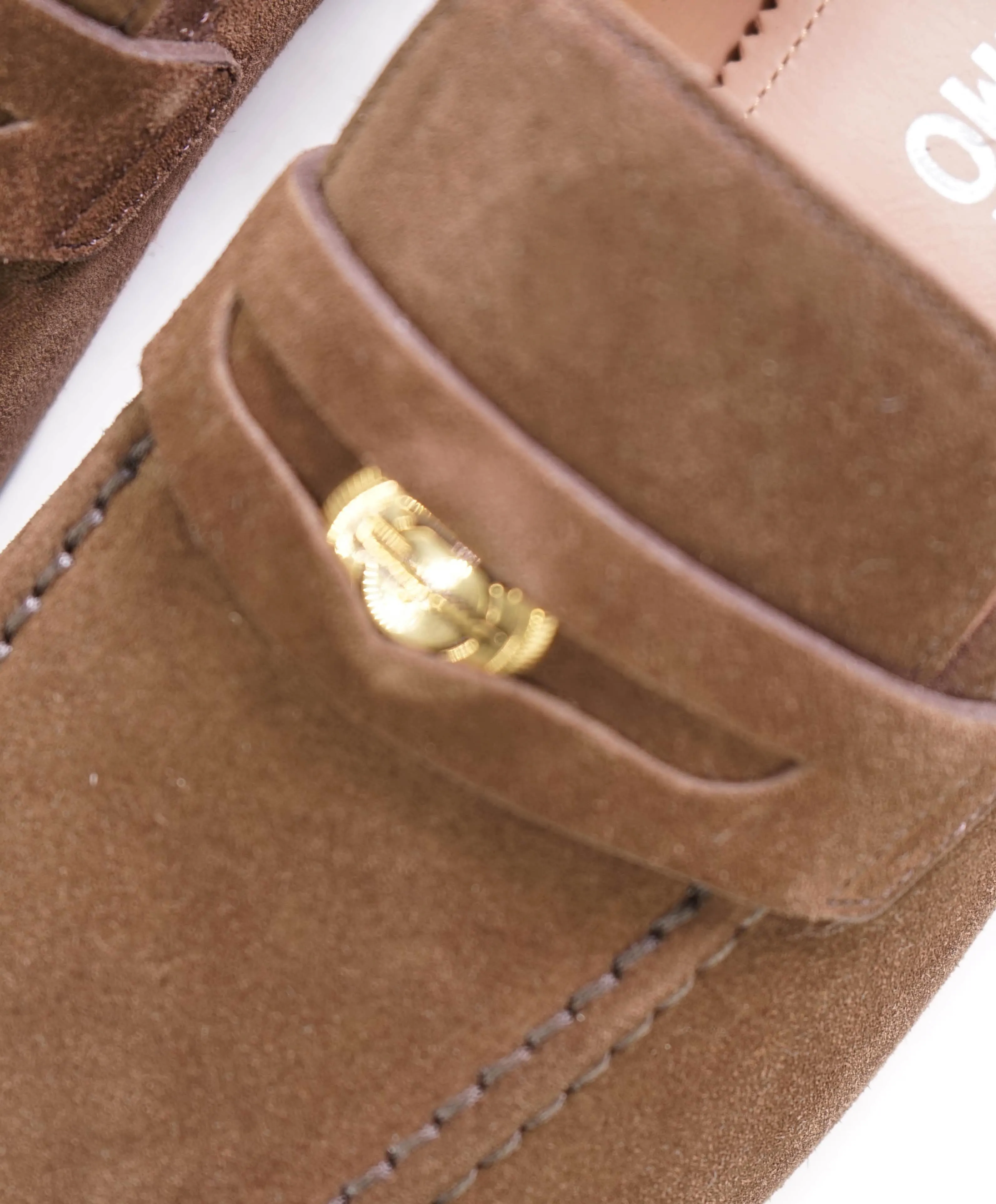 $850 SALVATORE FERRAGAMO - *MADISON* Brown Suede Logo Penny Loafer - 10.5 D US