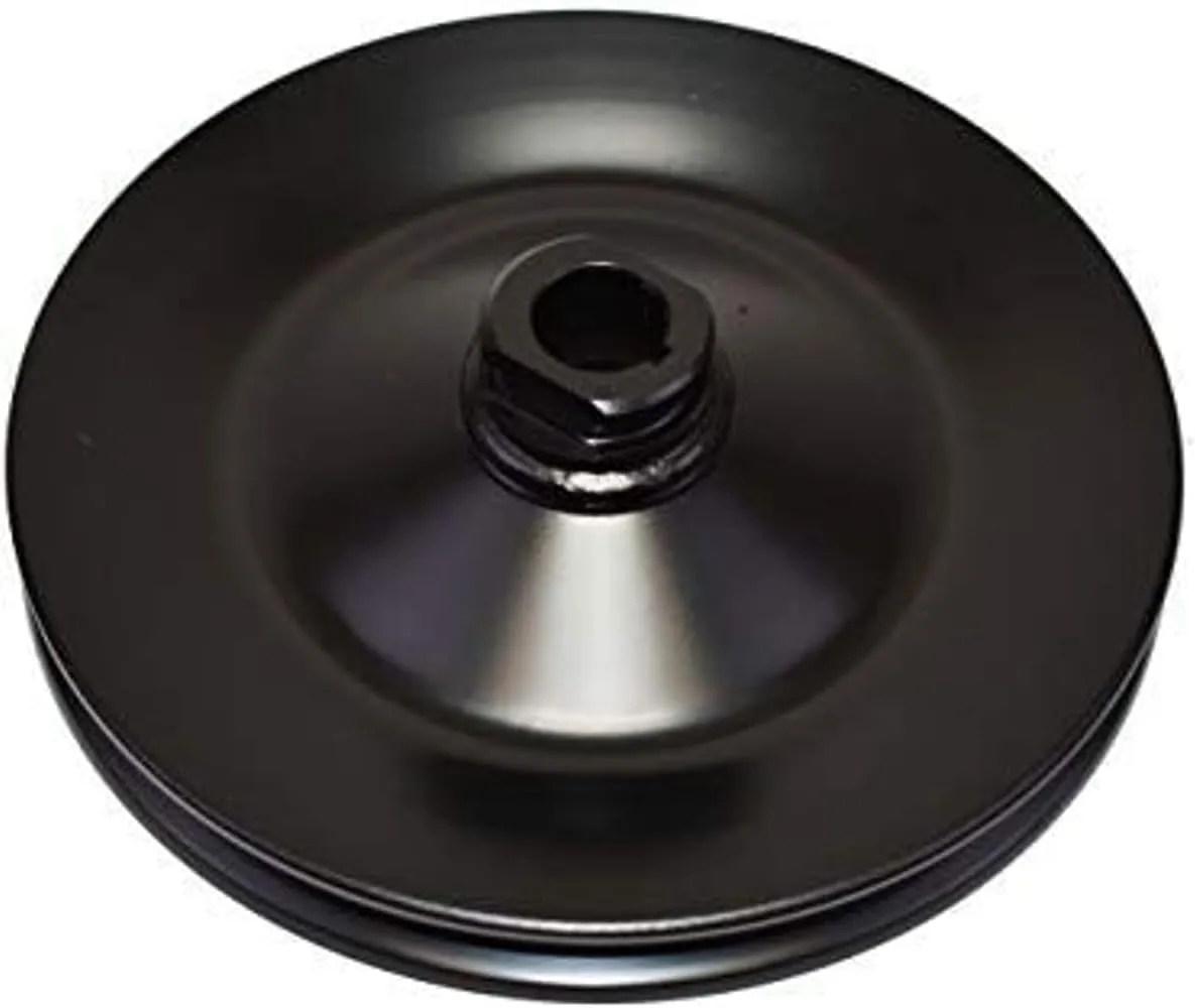 A-Team Performance - Steel Key-Way Power Steering Pump Pulley Single Groove - Compatible with 1955-72 GM Chevrolet SBC BBC Small and Big Block Chevy SBF Small Block Ford Black - Power Steering Pulley