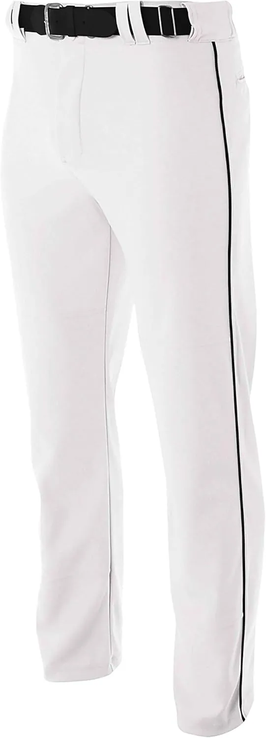 A4 Mens Pro-Style Open Bottom Baseball Pant, Small, White/Black