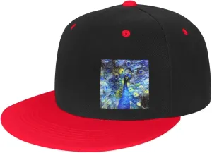 Abstract Starry Night Peacock Snapback Hats for Men Women Hat Baseball Cap Flat Bill Visor White Hat