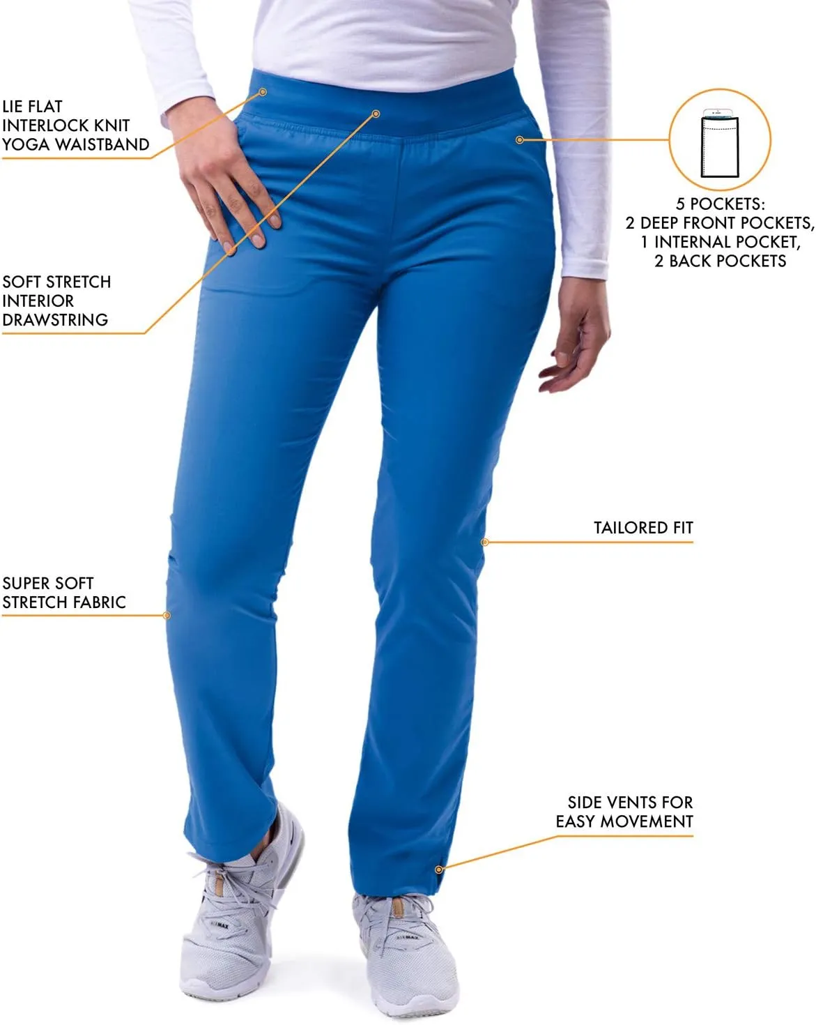 Adar Pro Scrubs for Women - Skinny Leg Yoga Scrub Pants