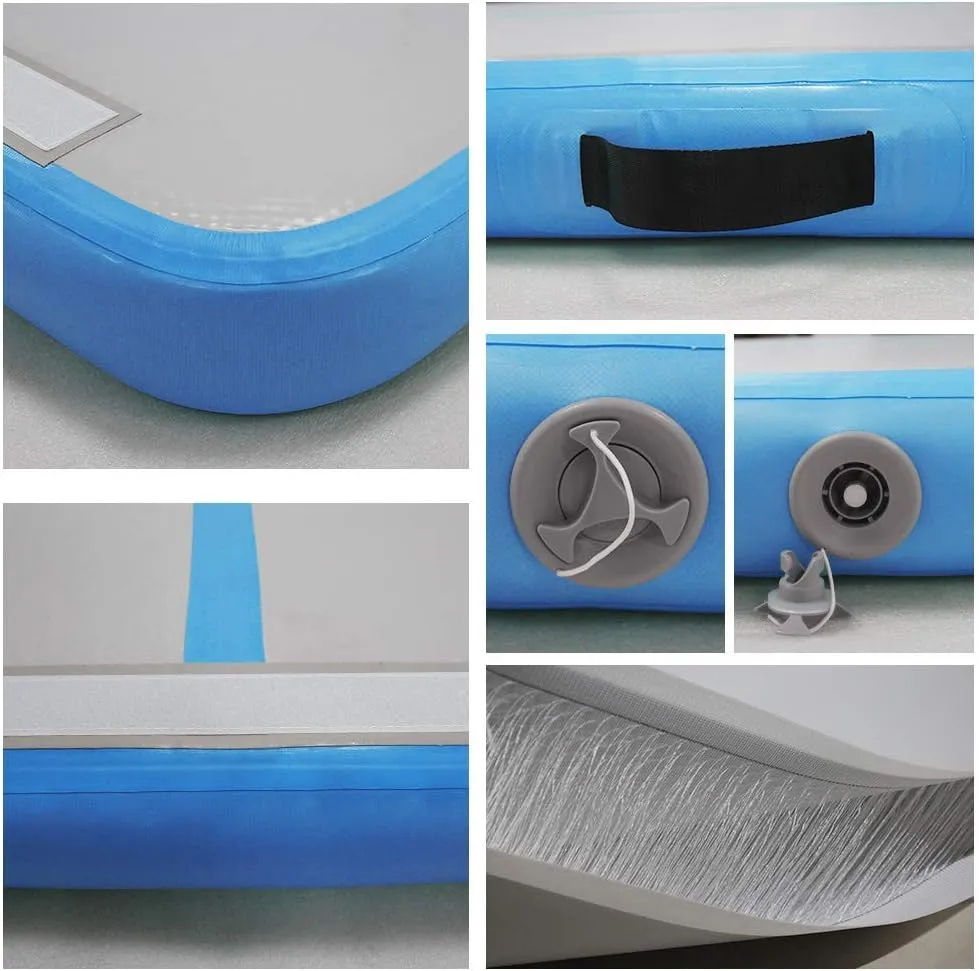 AKSPORT 5pcs Set of Inflatable Gymnastics Air Mat Tumble Track Tumbling Mat Floor Mats with Electric Air Pump for Home Use/Training/Cheerleading/Beach/Park and Water
