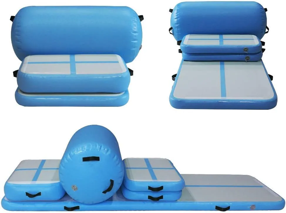 AKSPORT 5pcs Set of Inflatable Gymnastics Air Mat Tumble Track Tumbling Mat Floor Mats with Electric Air Pump for Home Use/Training/Cheerleading/Beach/Park and Water