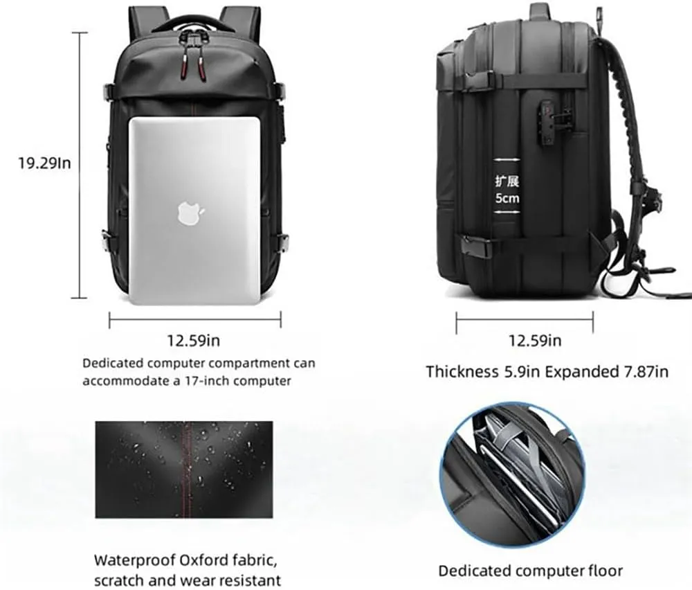 Alepeak Vacuum Backpack,60l Expandable Backpack,Large-Capacity Water Resistant Anti Theft Travel Backpack (green)