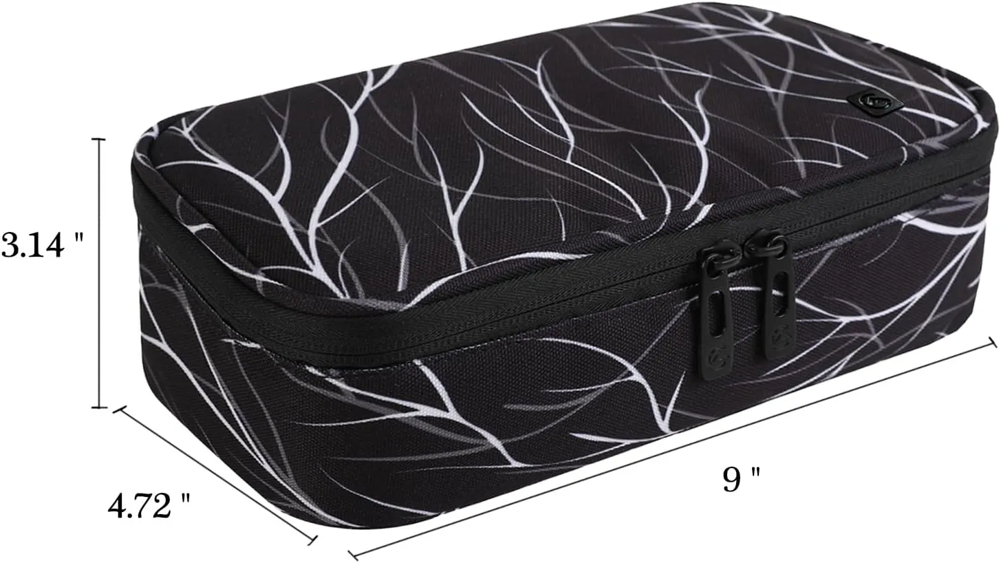 ALLCAMP Insulin Cooler Travel Case Diabetic Medication Cooler with 4 Ice Pack - Medical Cooler Bag Portable and Reusable Black White(9X 4.72x 3.14 inches)