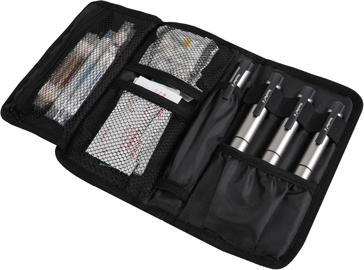 ALLCAMP Insulin Cooler Travel Case Diabetic Medication Cooler with 4 Ice Pack - Medical Cooler Bag Portable and Reusable Black White(9X 4.72x 3.14 inches)