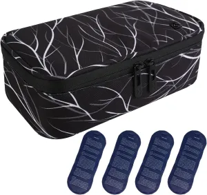 ALLCAMP Insulin Cooler Travel Case Diabetic Medication Cooler with 4 Ice Pack - Medical Cooler Bag Portable and Reusable Black White(9X 4.72x 3.14 inches)
