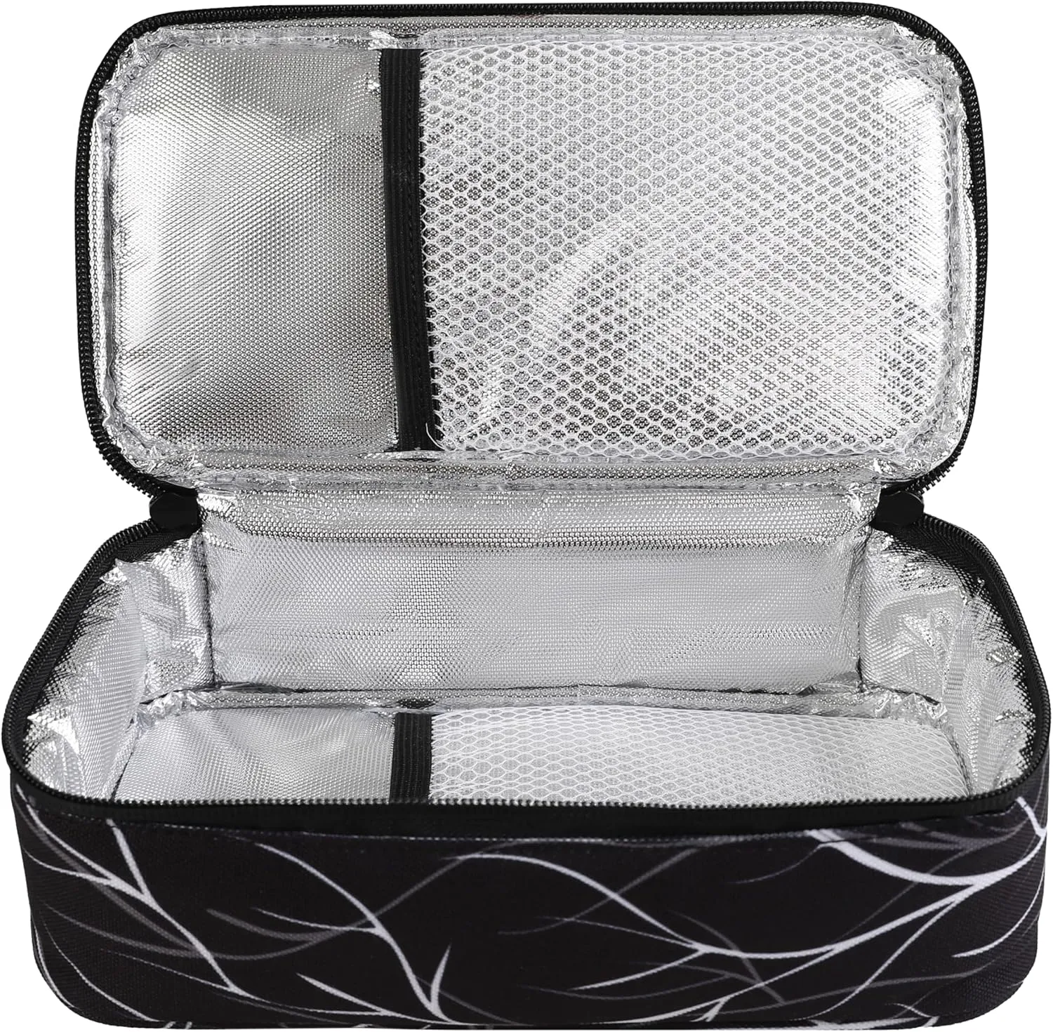ALLCAMP Insulin Cooler Travel Case Diabetic Medication Cooler with 4 Ice Pack - Medical Cooler Bag Portable and Reusable Black White(9X 4.72x 3.14 inches)