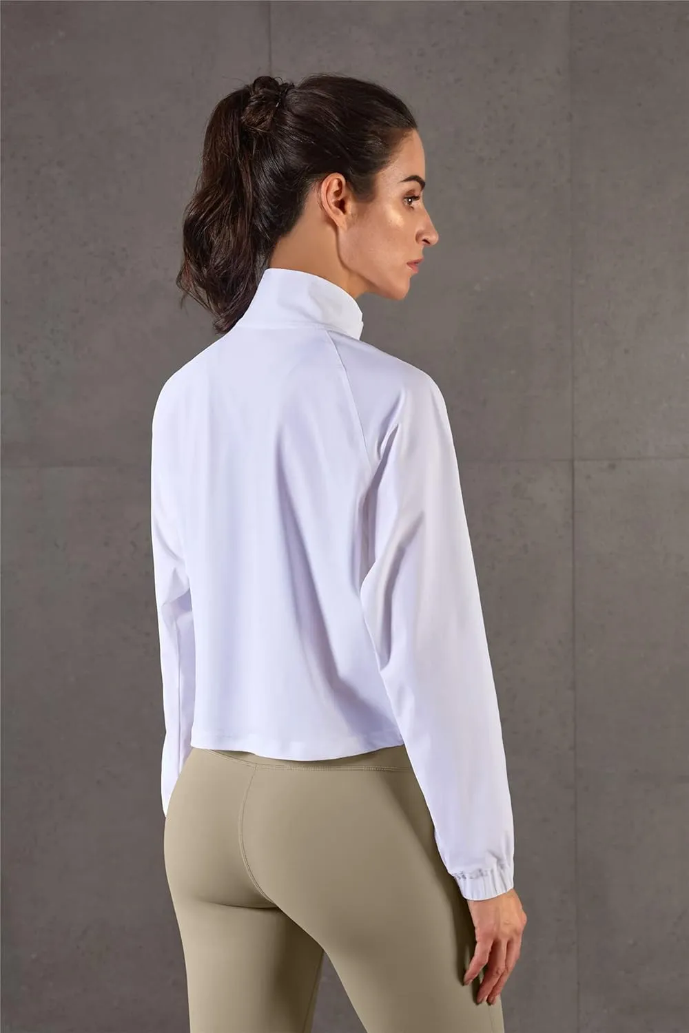 altiland Women's Athletic Running Yoga Gym Track Zip Up Cropped Jackets UPF 50  Sun Protection Long Sleeve Workout Shirts