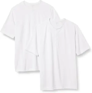Amazon Essentials Henley Shirts for Men, Short Sleeve, Quick-Dry Jersey, Regular-Fit, 2-Pack
