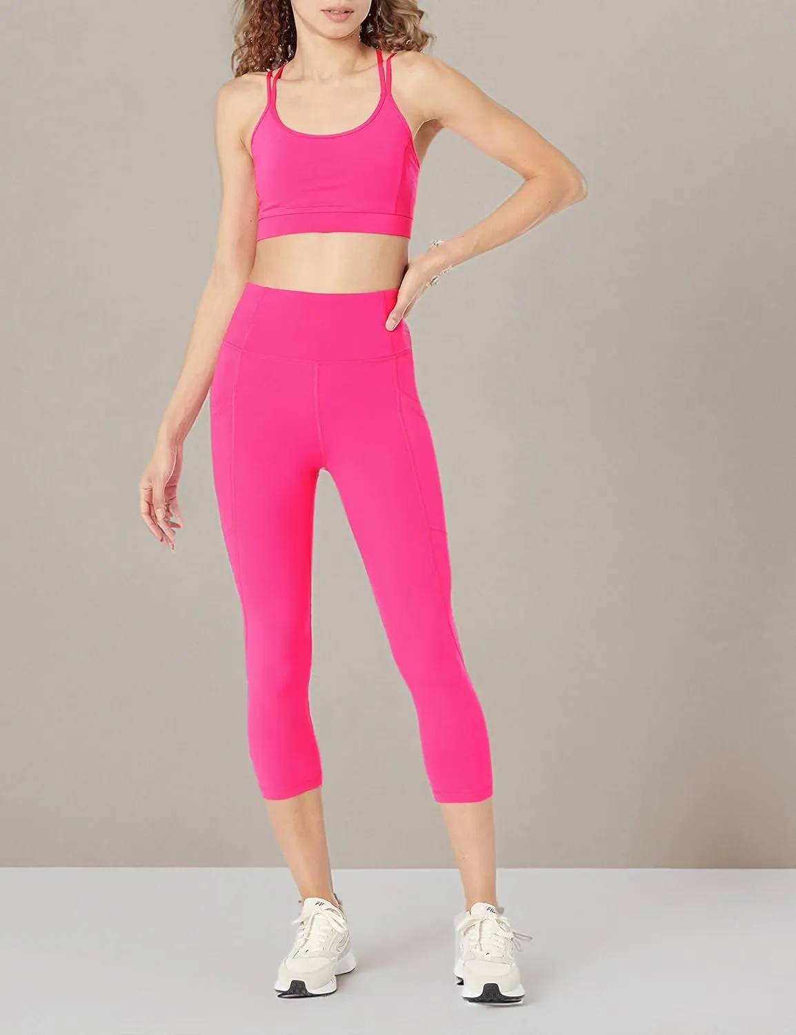 Amazon Essentials Women's Active Sculpt Workout Athleisure High Rise Capri Leggings with Pockets (Available in Plus Size)
