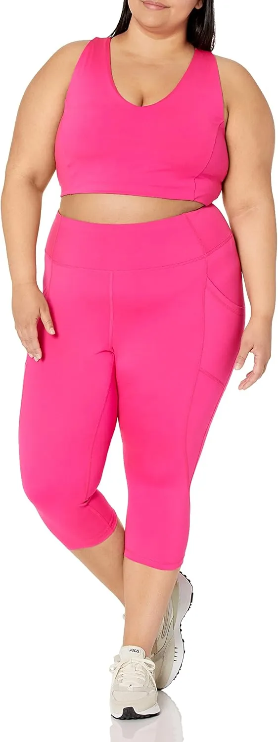 Amazon Essentials Women's Active Sculpt Workout Athleisure High Rise Capri Leggings with Pockets (Available in Plus Size)