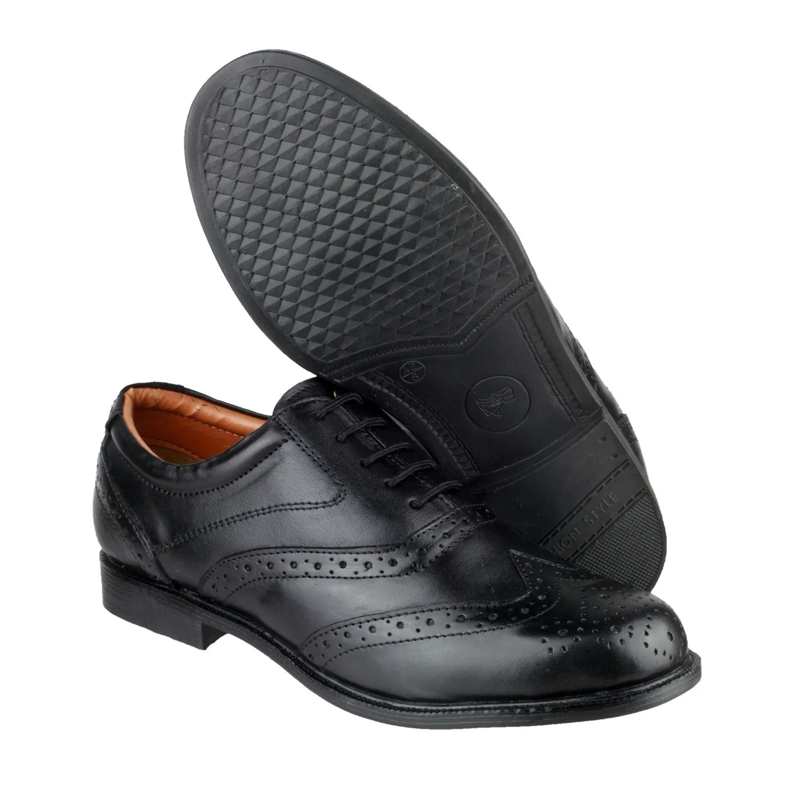Amblers Oxford Brogue Mens Formal Shoes Black Sizes 6-12 Leather Upper & Lining