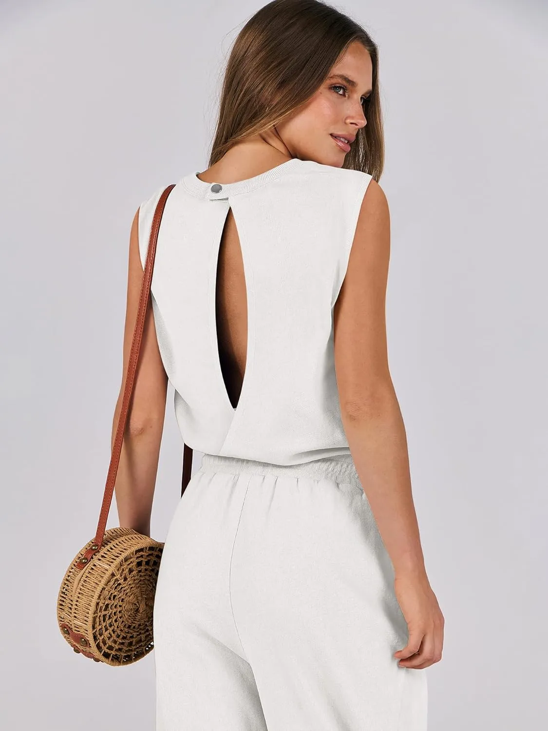 ANRABESS Jumpsuits for Women Casual Summer Sleeveless 2025 Romper One Piece Outfit Active Workout Lounge Jumpsuits Pockets