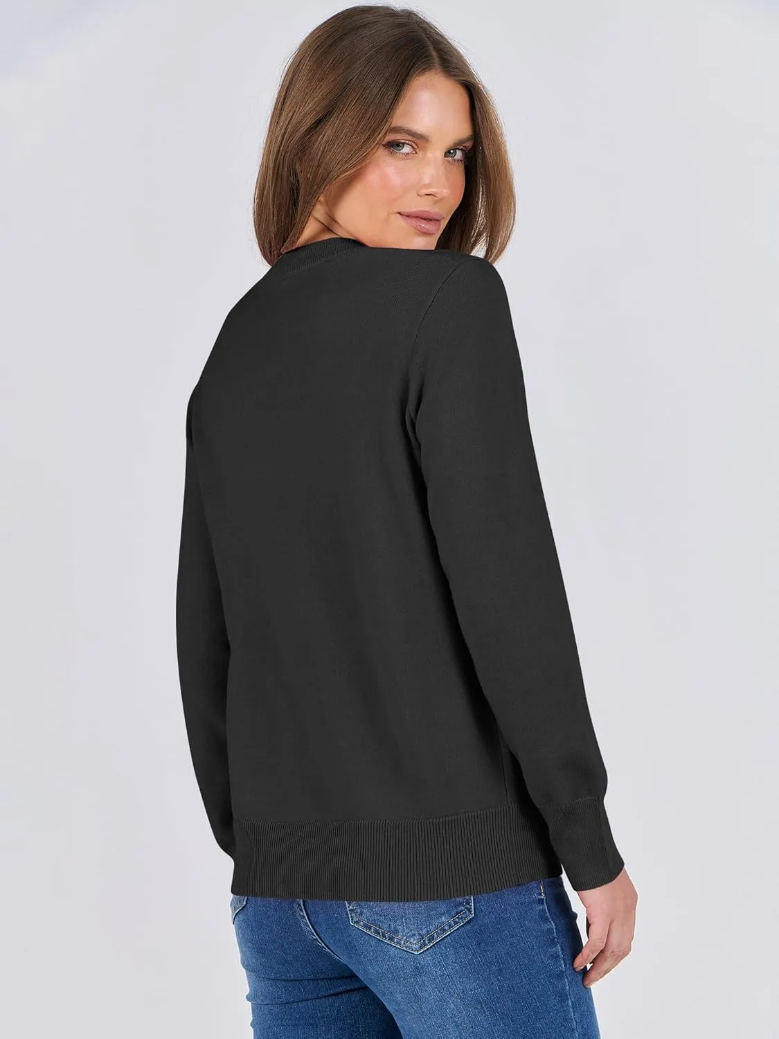 ANRABESS Women's Long Sleeve Crewneck Classic 2025 Fall Soft Loose Fit Basic Pullover Sweaters Top