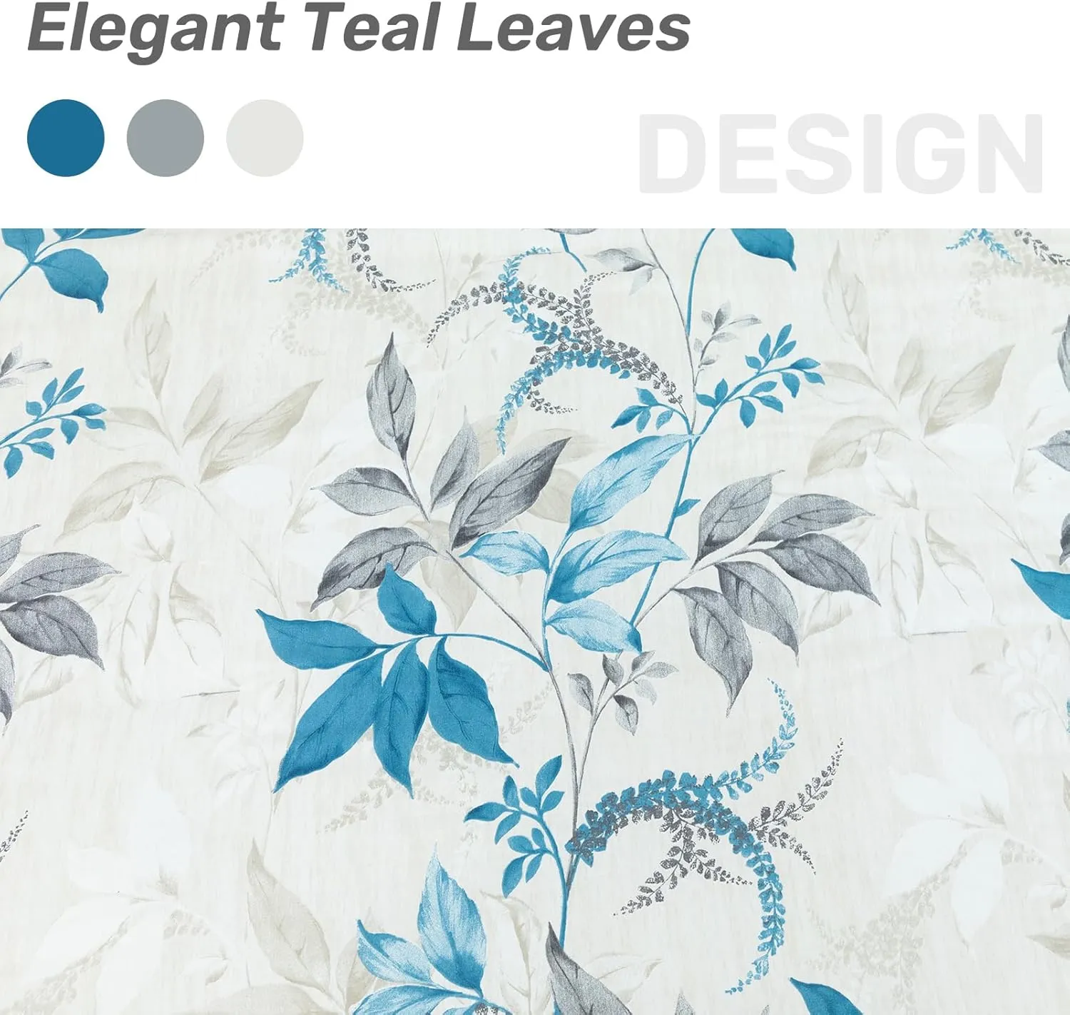 ARTALL Twin Comforter Set, 5pcs Bed in a Bag Comforter Twin Size, Botanical Floral Print Soft All Season Bedding Set Twin with Comforter, Sheet Set, Fitted Set, Pillowcases & Shams, Grey and Teal