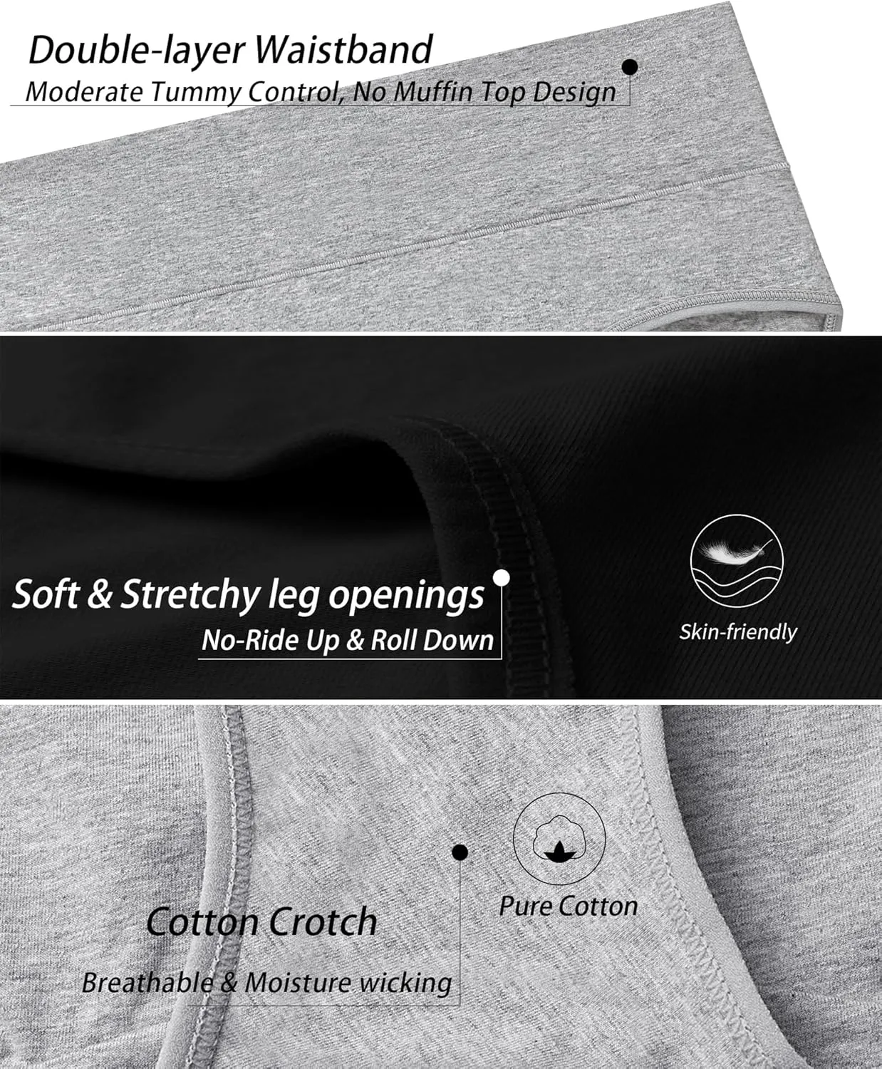 ASIMOON Womens Cotton Underwear Breathable Stretch Postpartum Panties Full Coverage Ladies Briefs Multipack