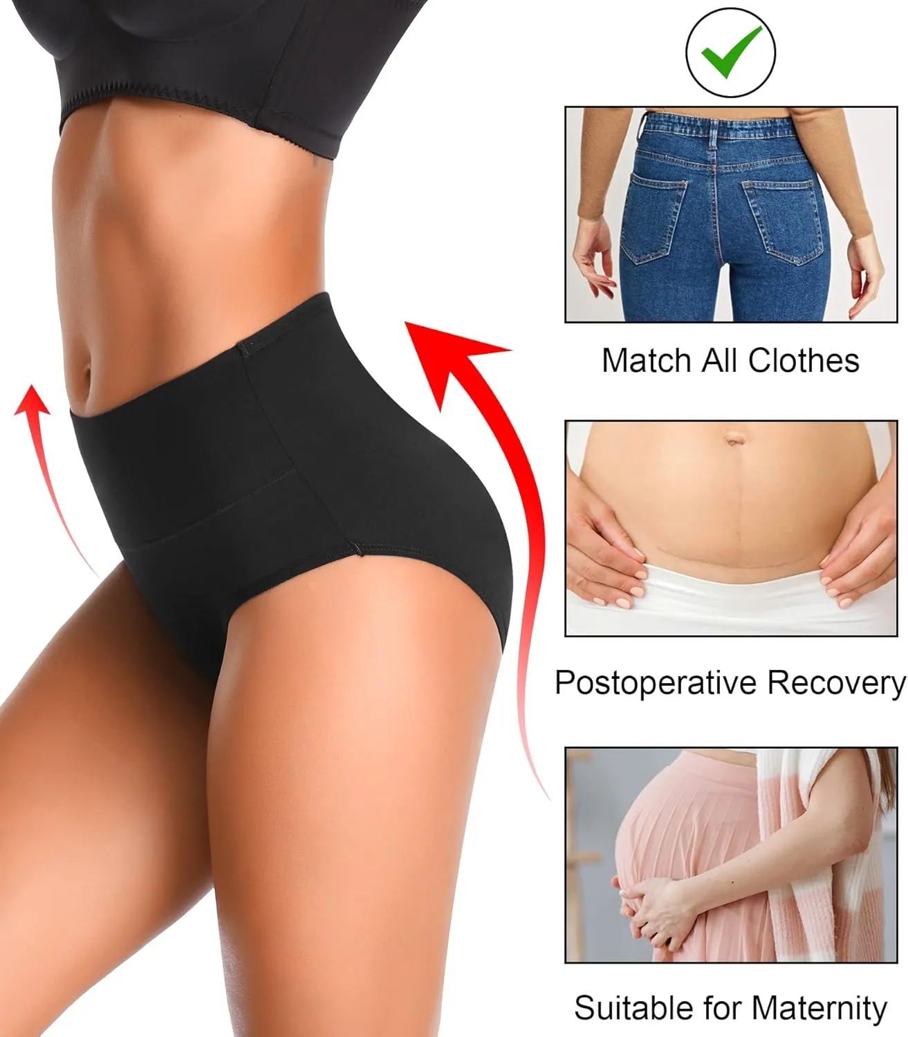 ASIMOON Womens Cotton Underwear Breathable Stretch Postpartum Panties Full Coverage Ladies Briefs Multipack