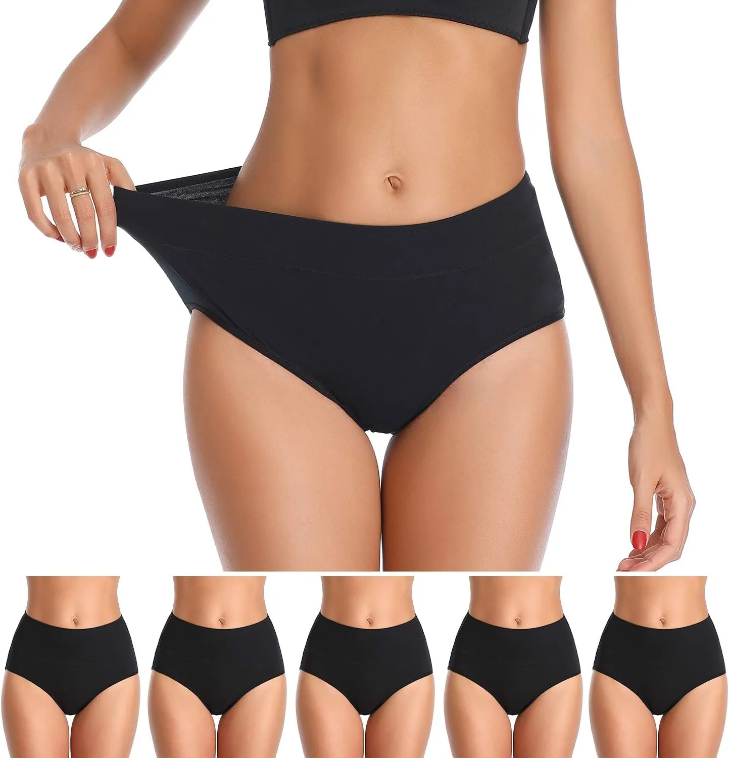 ASIMOON Womens Cotton Underwear Breathable Stretch Postpartum Panties Full Coverage Ladies Briefs Multipack