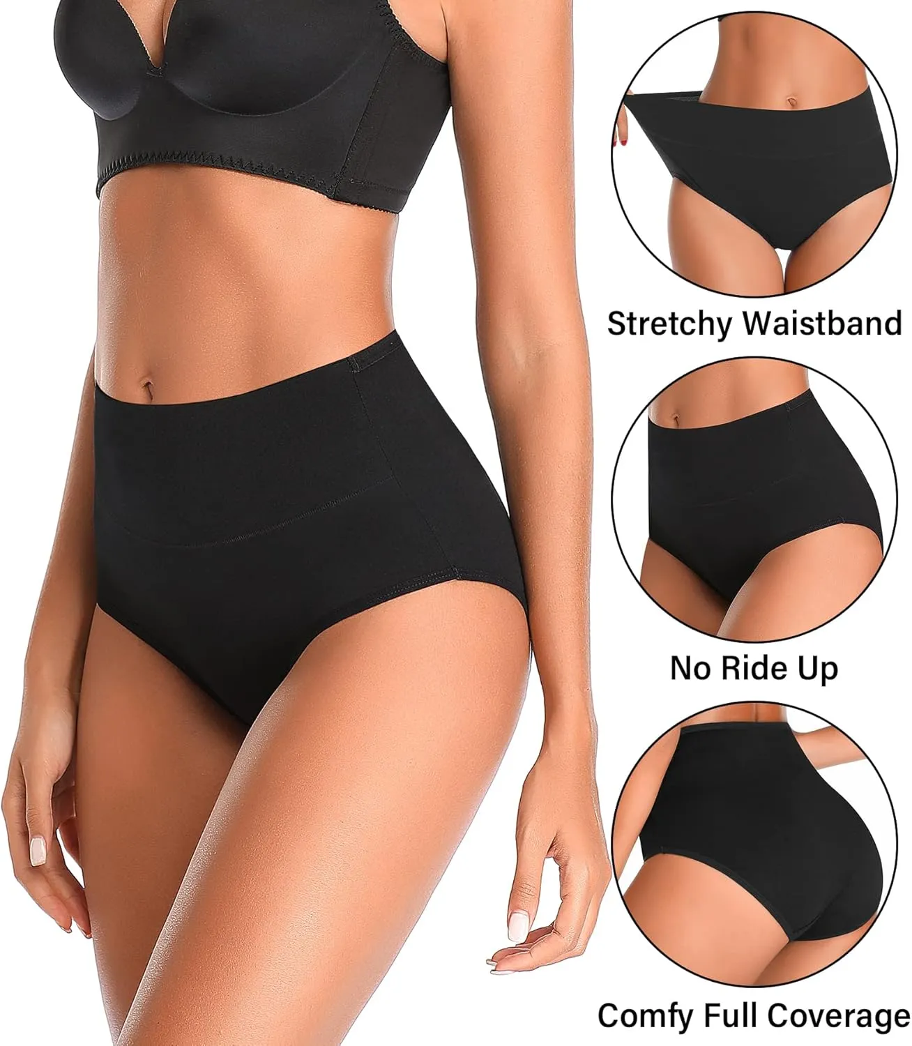 ASIMOON Womens Cotton Underwear Breathable Stretch Postpartum Panties Full Coverage Ladies Briefs Multipack